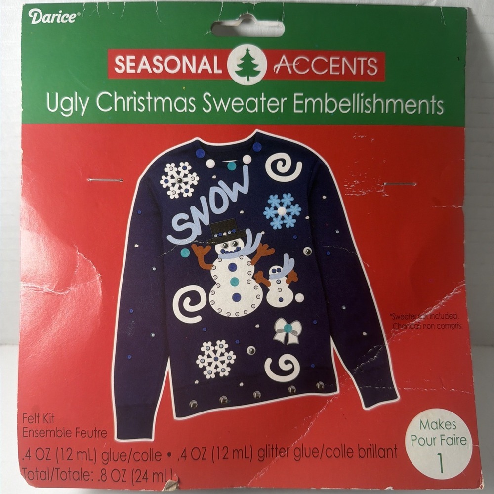 Darice Seasonal Accents Ugly Christmas Sweater Embellishments Felt Kit